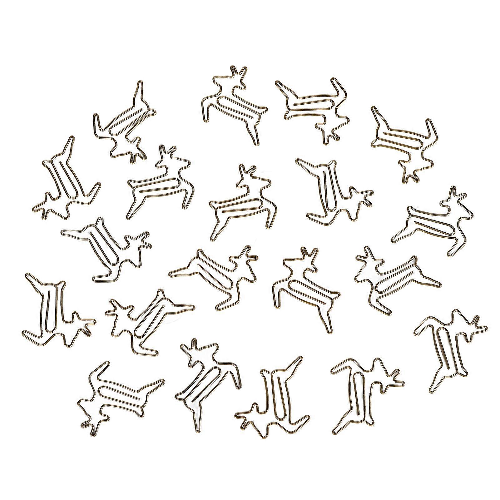 20Pcs Paper Clips Iron Rustproof Lightweight Colorfast Multifunctional Deer Shape Cute Unique Paperclips for Office
