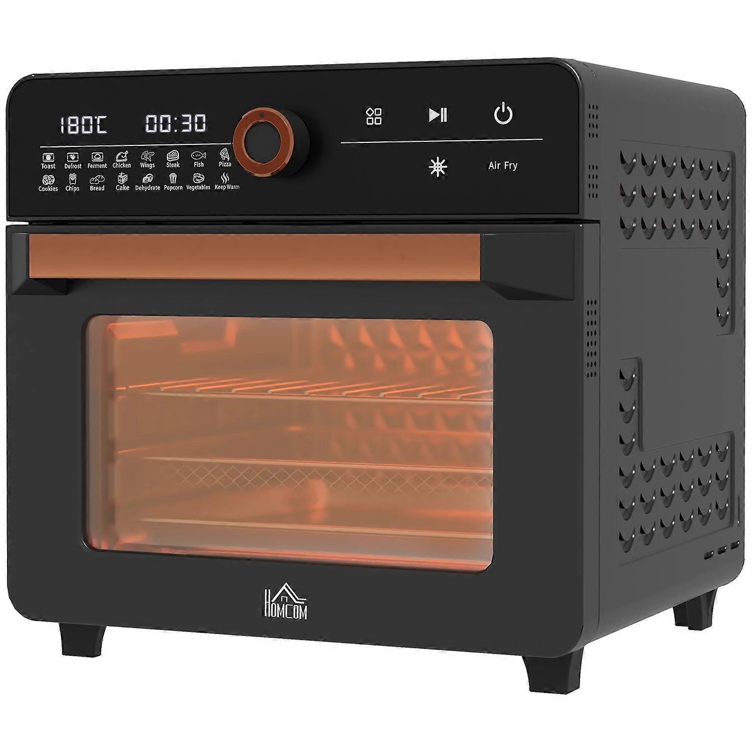 3 i 1 miniugn med cirkulerande luft, stekkorg, timer, 40 °C-220 °C, 20L miniugn med galler, bakplåt,