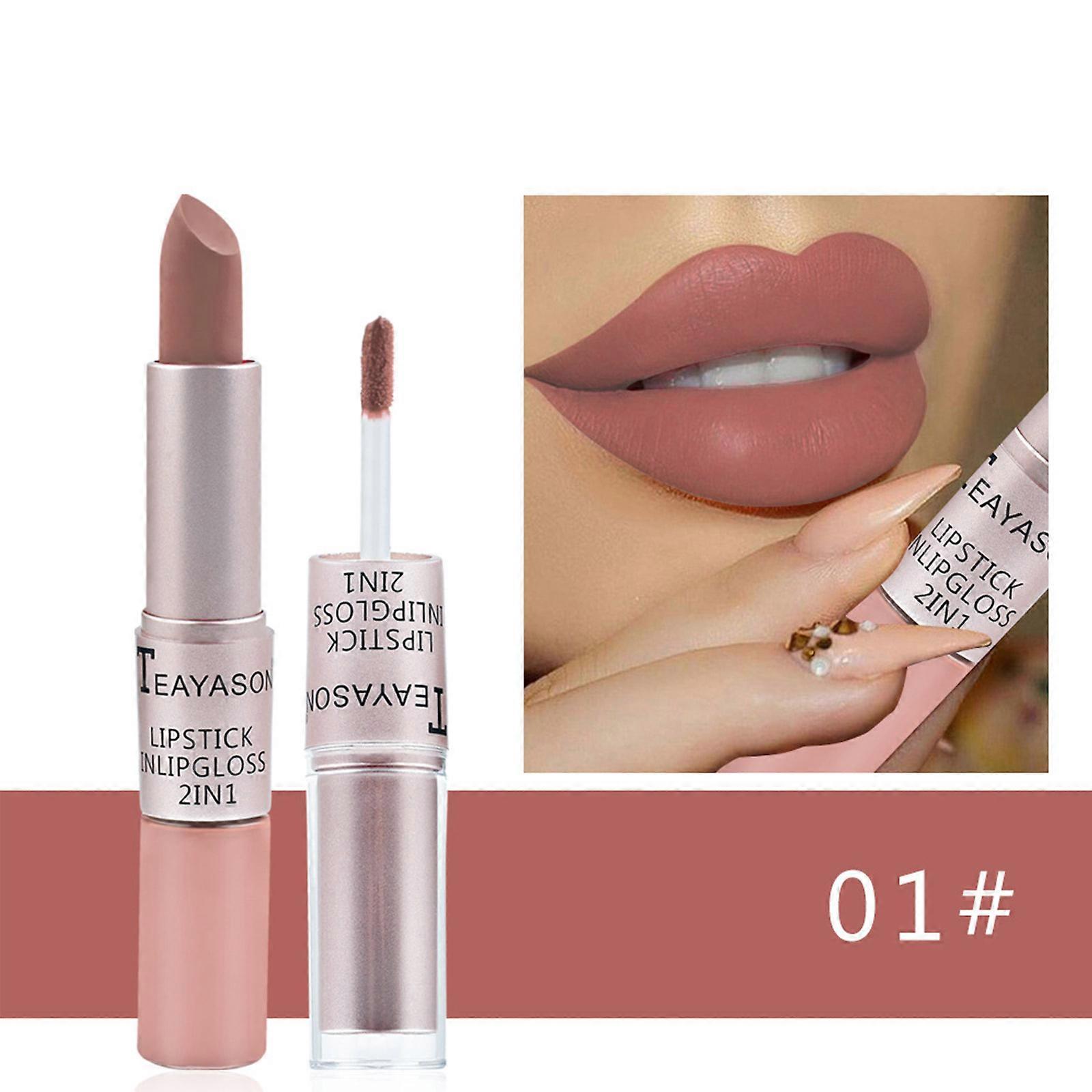Rouge à lèvres 2-en-1 12-Color Double-Head Matte Matte Lip Gloss 2-en-1