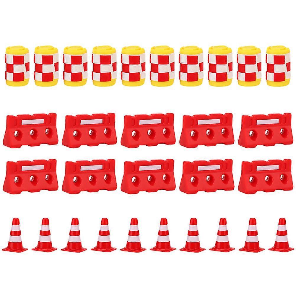 30pcs Mini Traffic Cones Mini Fences and Buckets Traffic Road Toy Playset Traffic Model Toys