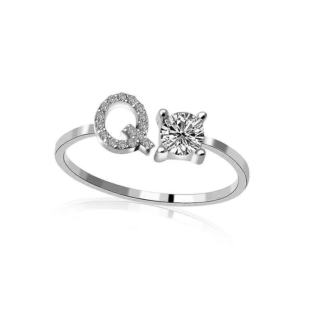 A-Z Letter Metal Adjustable Opening Ring Initials Name Alphabet(P)