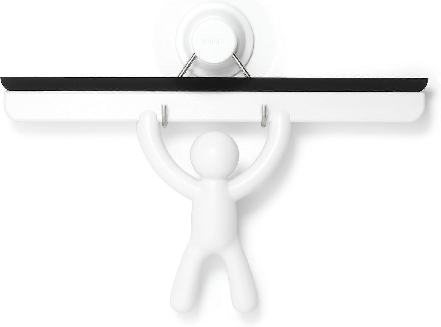 Adhesive Shower Squeegee, Window Squeegee with Silicone Blade, White