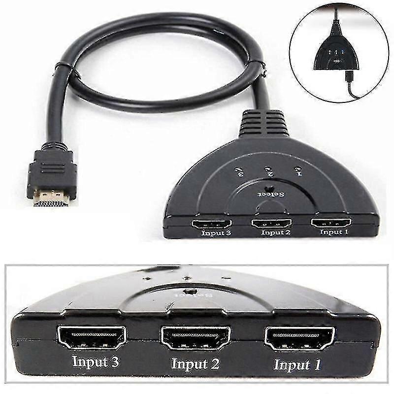 Hmwy-hdmi Port Male To Female 3 Input 1 Output Splitter Cable Adapter Converter 1080p