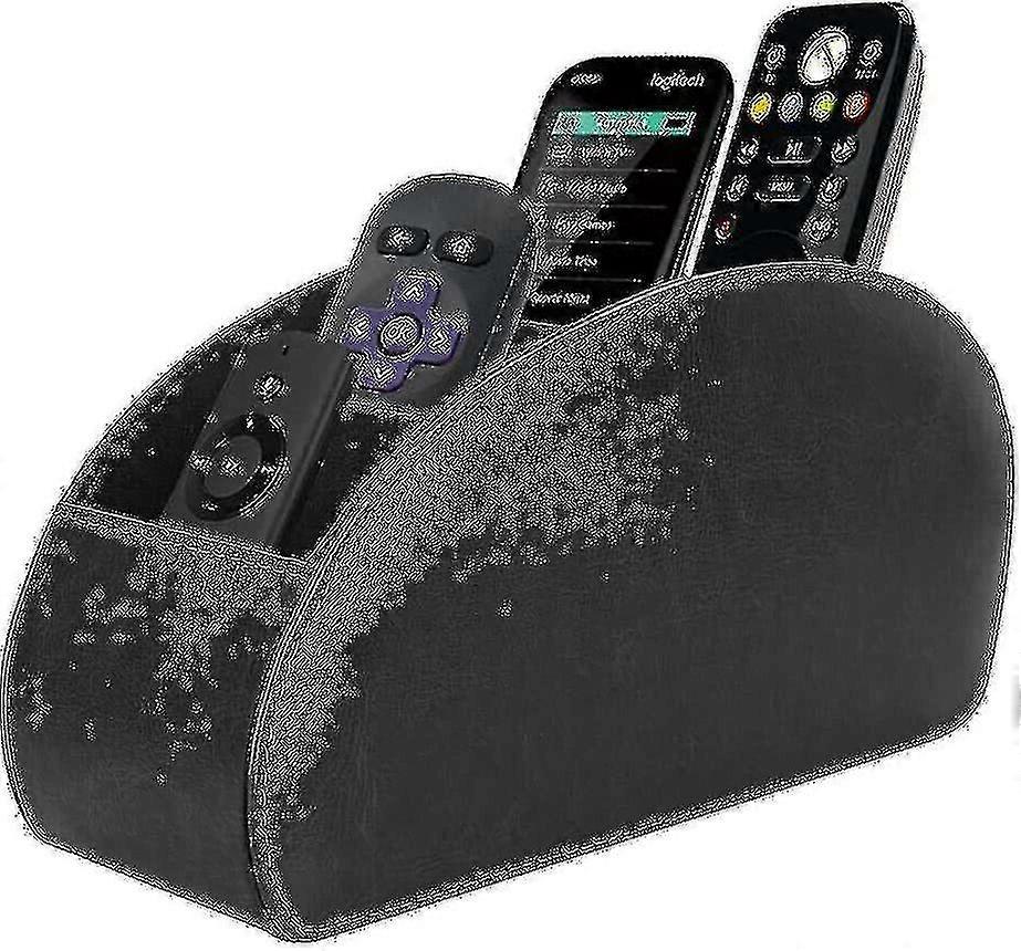 Leather Tv Remote Control Holder Desktop Organizer With 5 Compartments