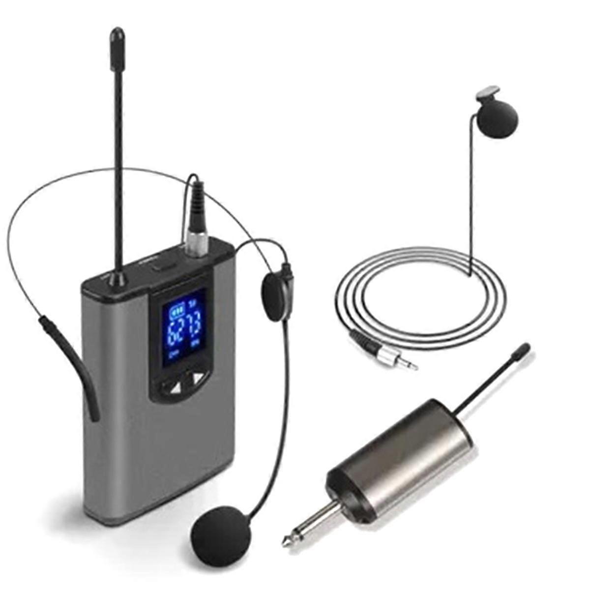 UHF Portable Wireless Headphone/Lvalier Microphone with Bodypack Transmitter and Receiver 1/4Inch O