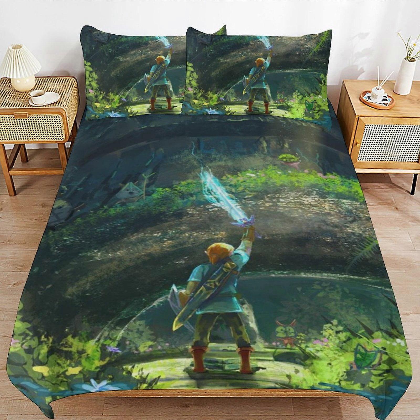 x220 The Legend of Zelda Comforter Set 3 Pieces Quilt Cover Set Soft Bedding Sets for All Seasons (1 Comforter 2 Pillowcases) hb220