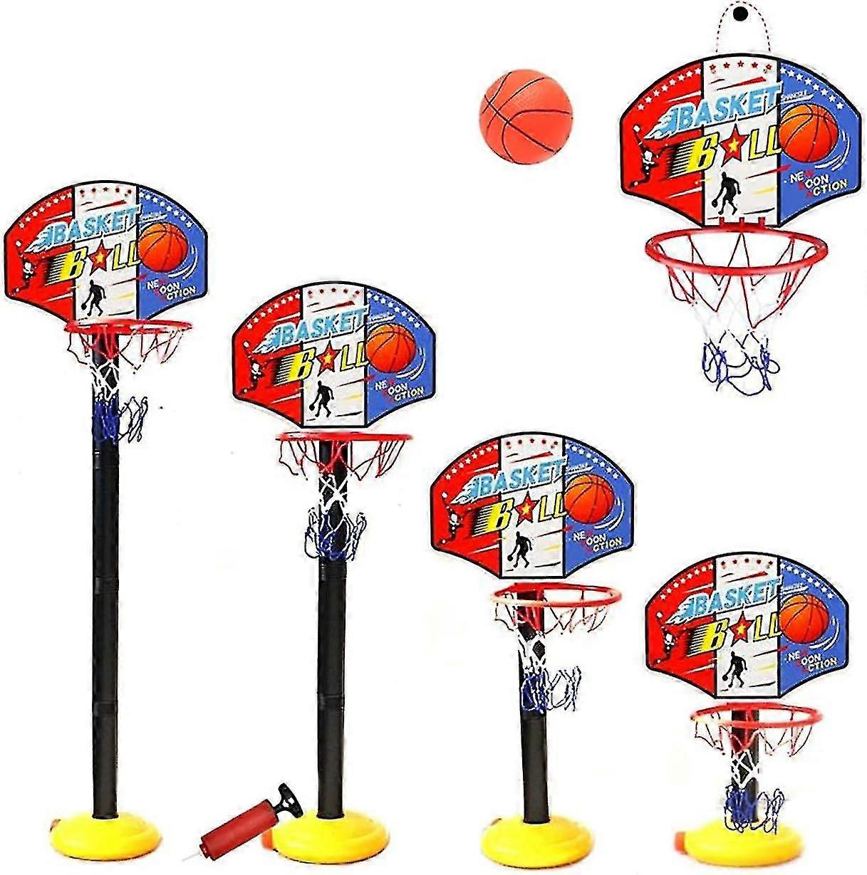 Kids Basketball Hoop And Stand Adjustable Height, Net Ball Pump Portable Basketball Indoor Outdoor Activity Sports