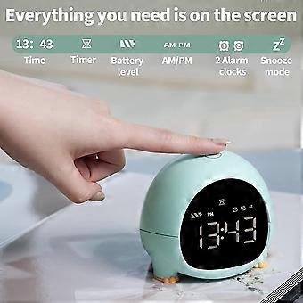 Despertador Infantil Digital Con Luz LED – Forma De Dinosaurio, Luz Nocturna, Doble Alarma, Snooze, Batería Recargable, Para Niños Y Niñas