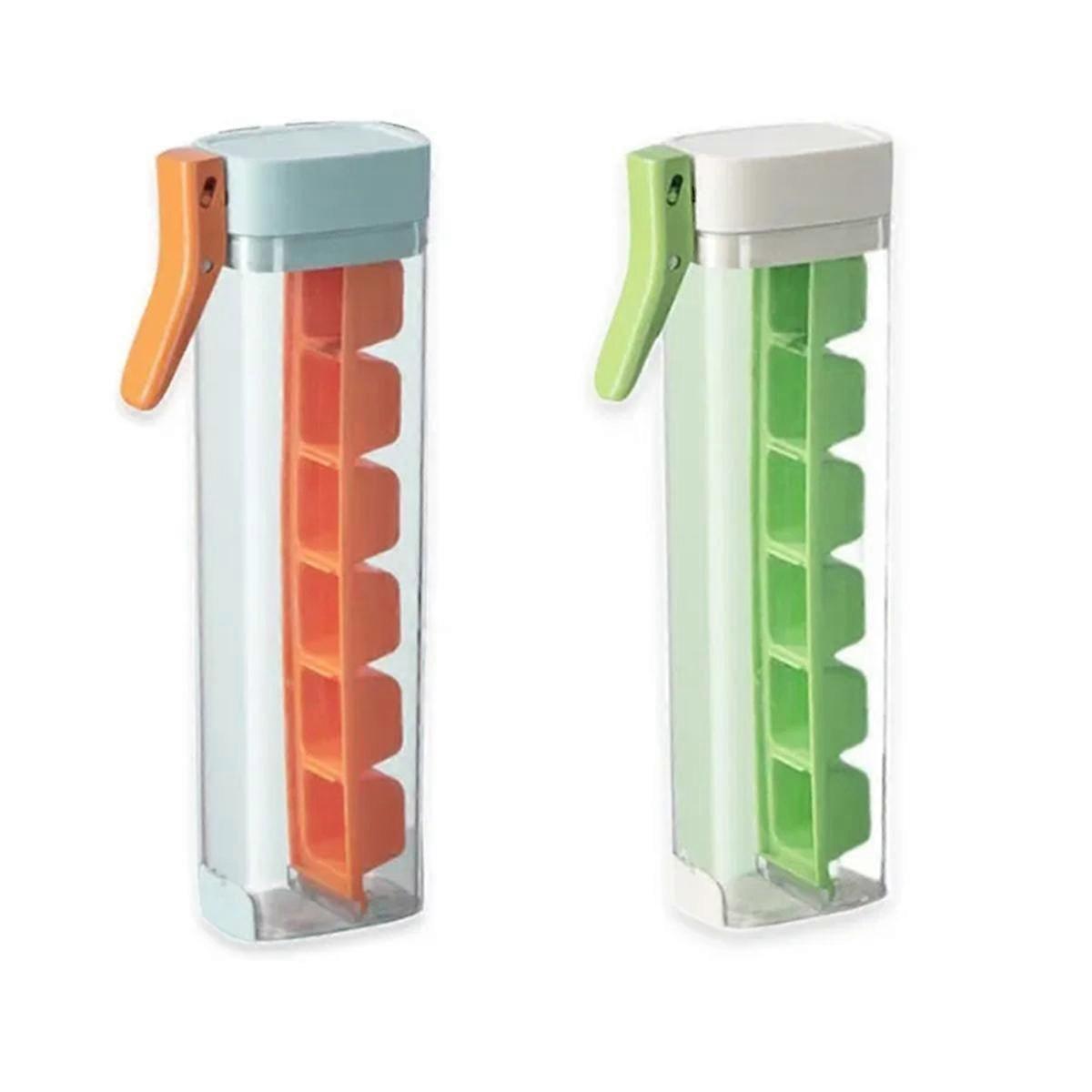 2PCS One-Handed Pressing Ice Lattice Easy to Release Freeze 6 Compartments Ice Mould Homemade Small