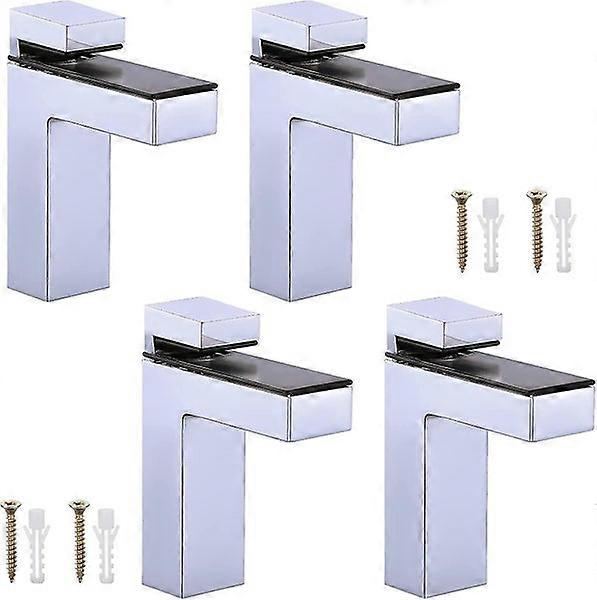 4pcs Adjustable Glass Shelf Bracket, Shelf Support Wall Bracket Solid Zinc Alloy