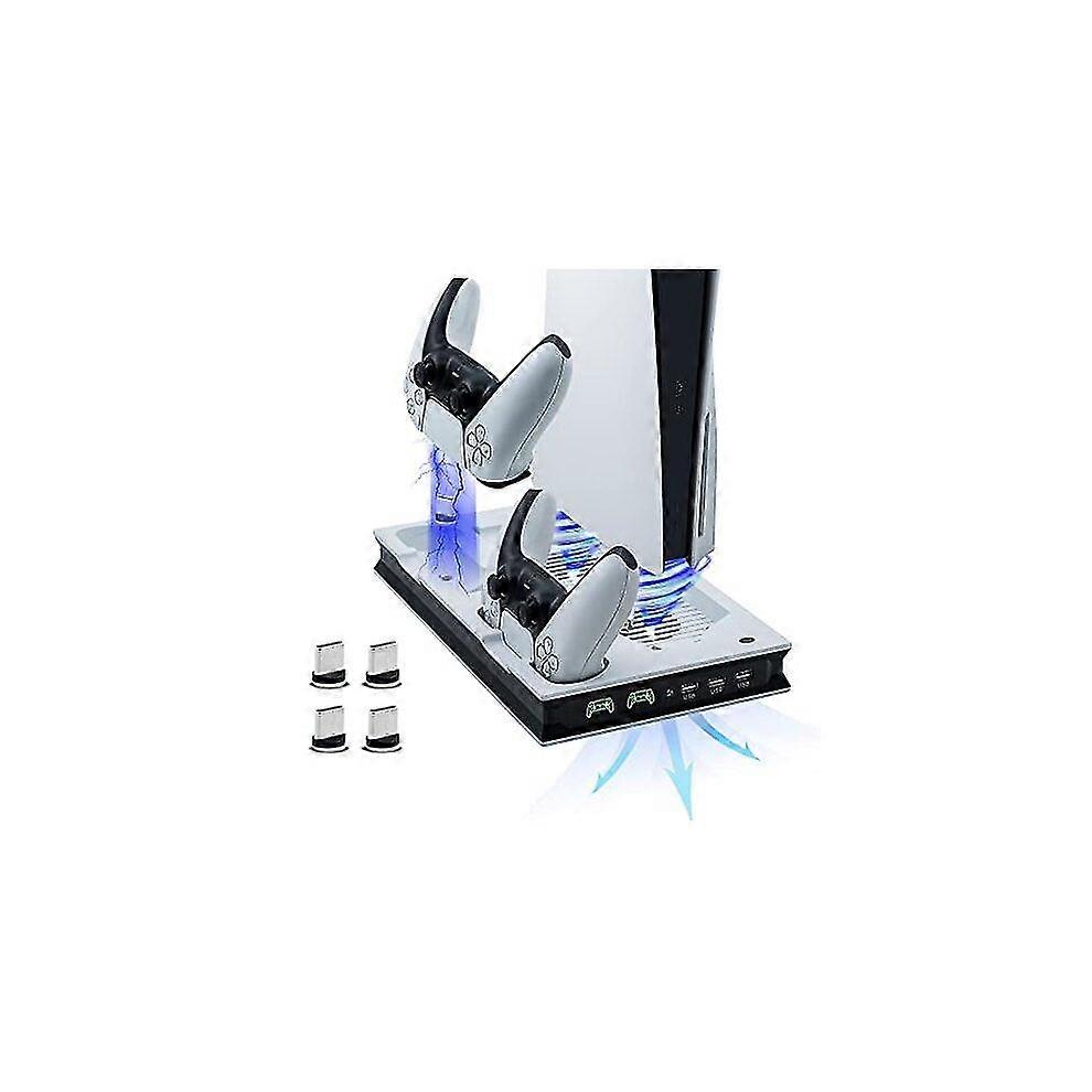 Ps5 Stand Cooling Station, Vertical Ps5 Accessories Organizer With Dual Controllers Charger For Ps5 Console Uhd /de Edition