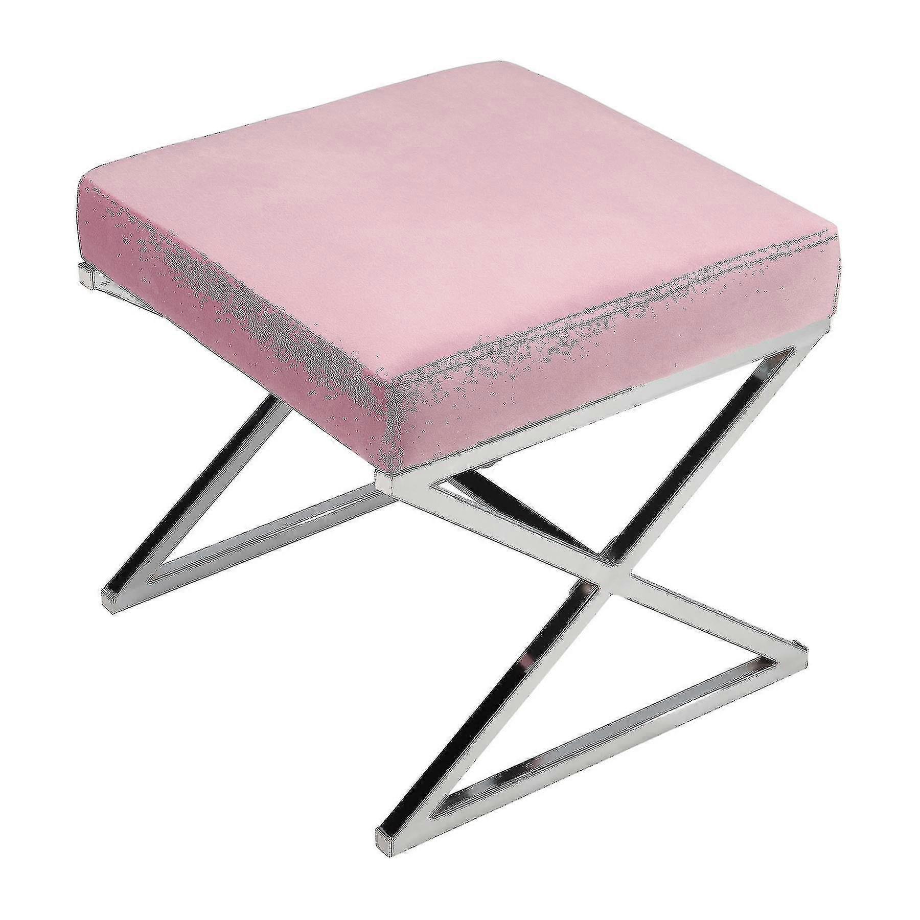 Moderne Samt-Ottomane mit Chrombeinen