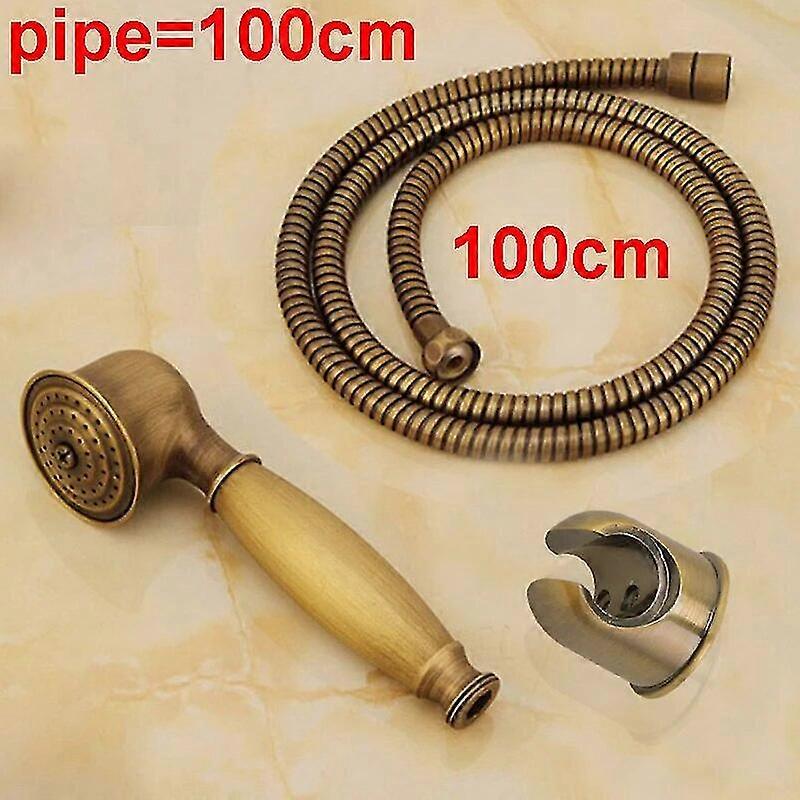 Exquisite antike Messing Handbrause Set Messing Handbrause + 1,5m Duschschlauch + Handbrausehalter
