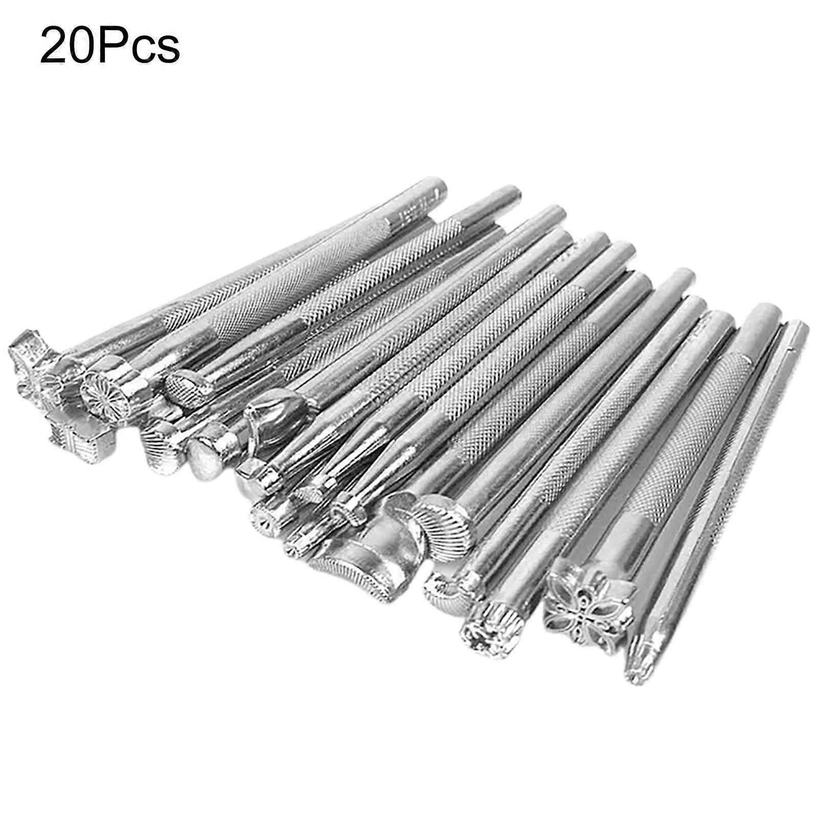 20Pcs Faux Leather Craft Stamping Tools Exquisite DIY Zinc Alloy Heavy Duty Saddle Making Set for Home