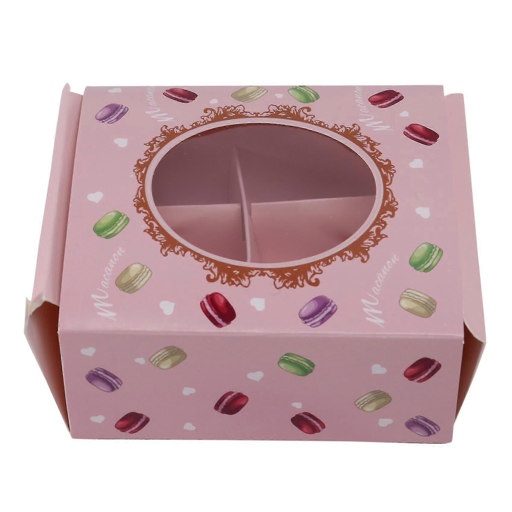 20pcs Box With Transparent Window Dessert Pastry Packaging Pink