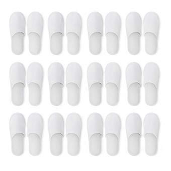 12 Pairs White Disposable Slippers, Cotton Closed Toe Spa Slippers for Women and Men, Breathable Non-Slip Slippers for Hotel, Guests, Travel 28*11cm
