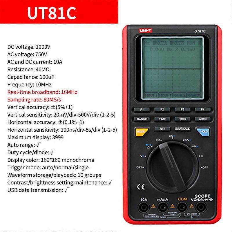 UNI-T UT81C/UT81B Sample Rate Handheld Oscilloscope Professional Digital Multimeter AC DC Resistance Capacitance Frequency Meter