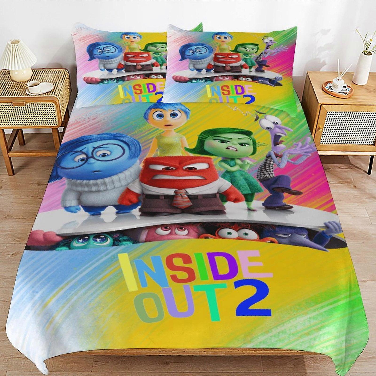 bedding set CA212 Inside Out 2 Bed Duvet Cover Microfiber Bedding Sets 3D Printed Lightweight 3 Piece Comforter Sets, 1 Duvet Cover And 2 Pillow DP212