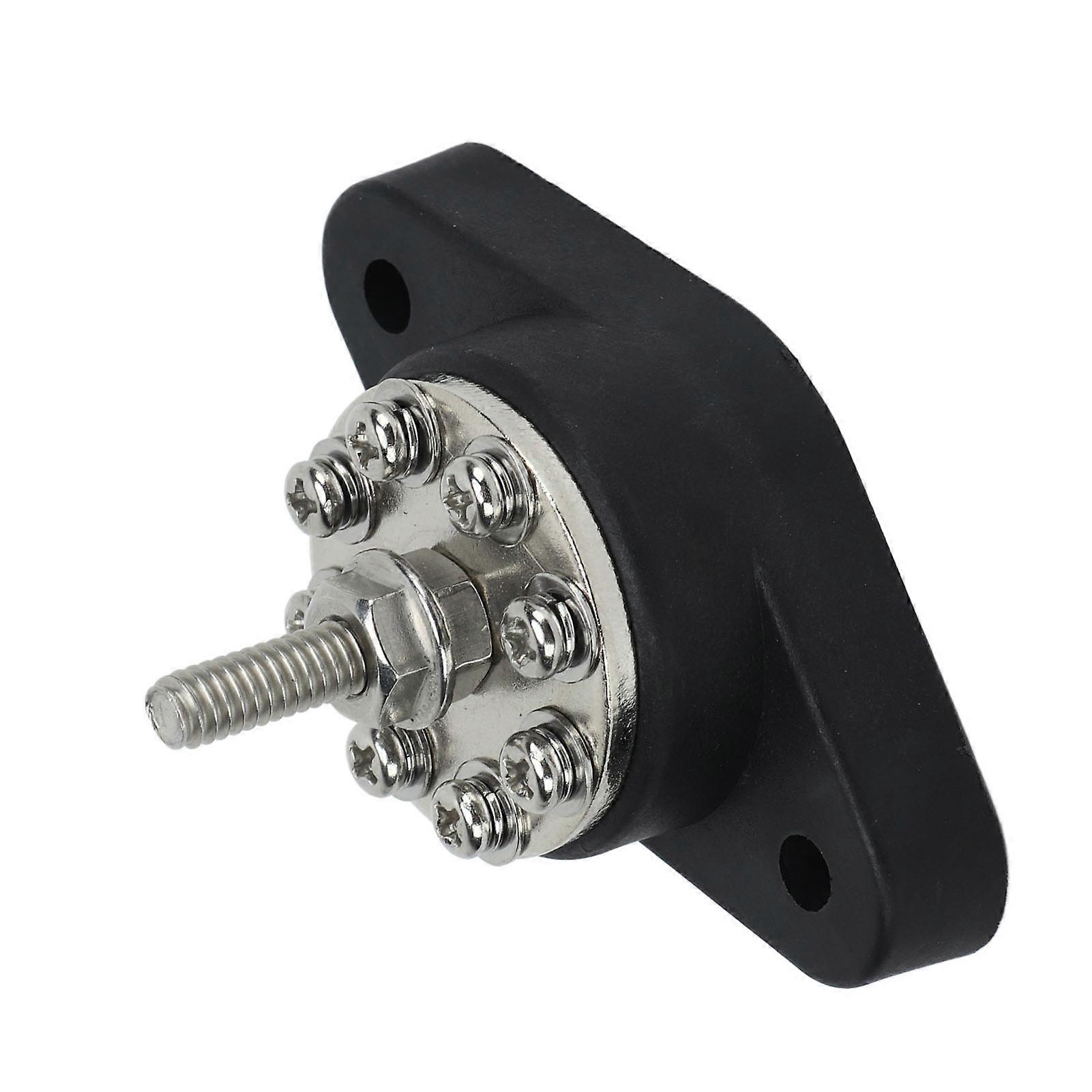 1/4in Black M6 Single Stud Power Distribution Terminal 12V 48V Battery Junction Post Bus Bar Block Stud for Cars RVs Ships Trucks