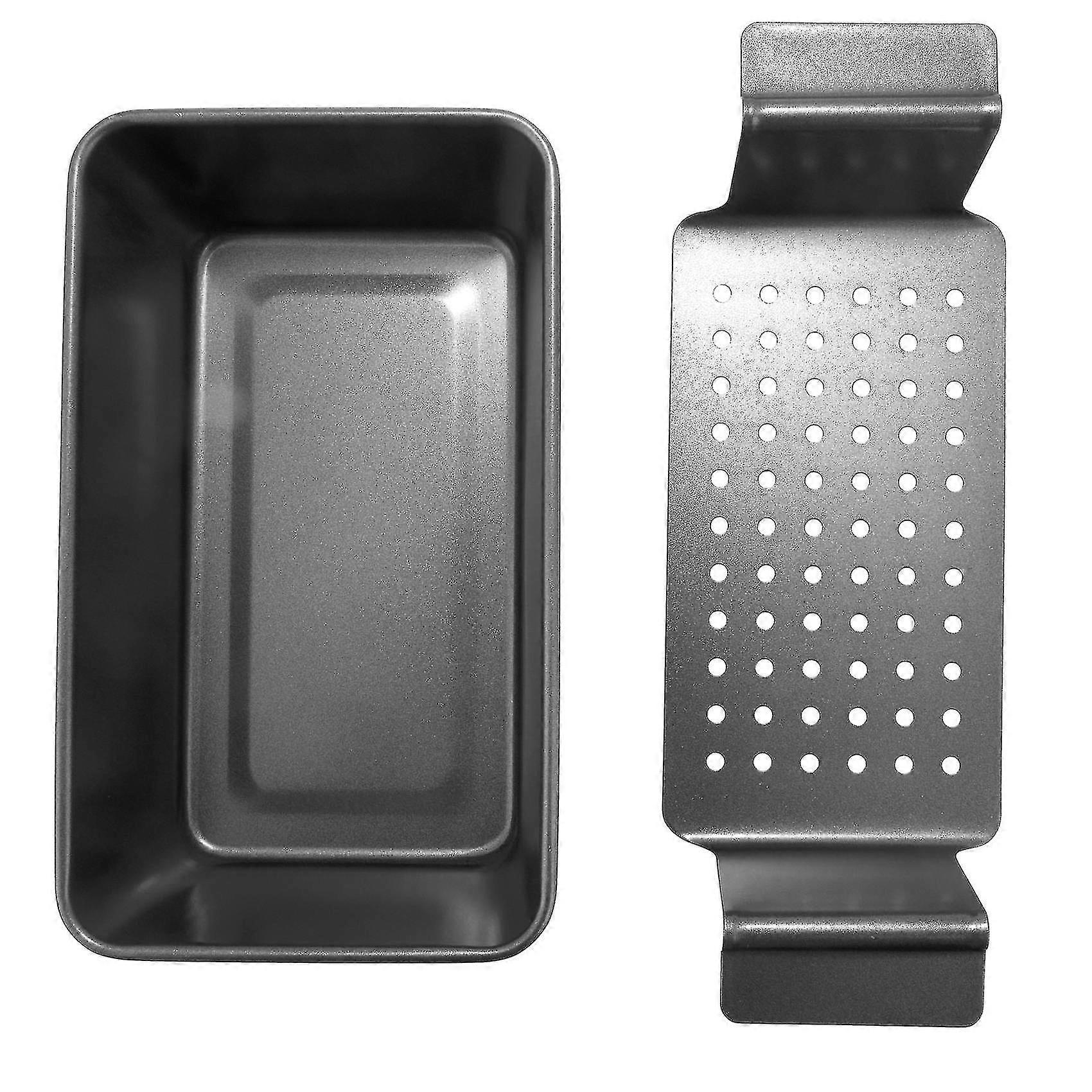 12" Professional Healthy Meatloaf Non-Stick BBQ Tray Rectangular Bread with Insert Racks