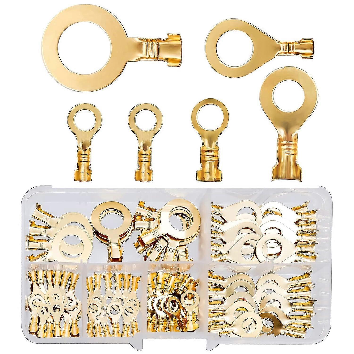 150 Pack Round Electrical Lug Kit, M3/M4/M5/M6/M8/M10 Cable Crimp Connector, For #