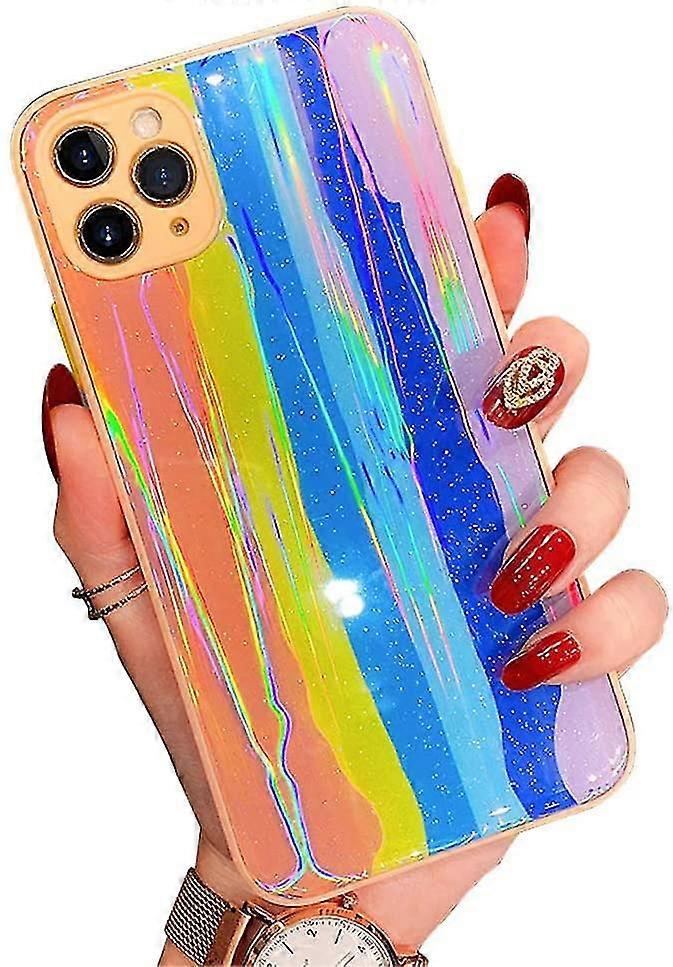 Compatible With Iphone 12 Pro Max Case,bling Glitter Rainbow Pattern