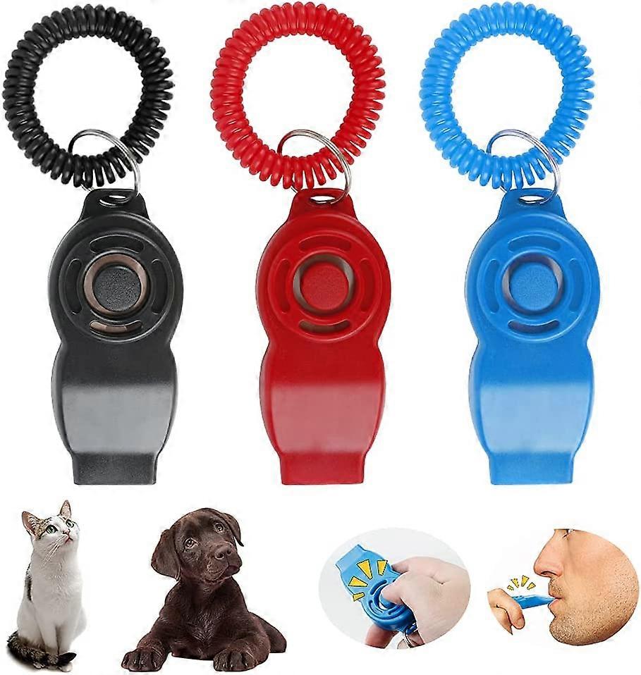 2 in 1 Dog Whistle/Clicker,Training Clicker with Hand Strap and Large Button for Dog, Cat or Horse Training and Education,3 Color
