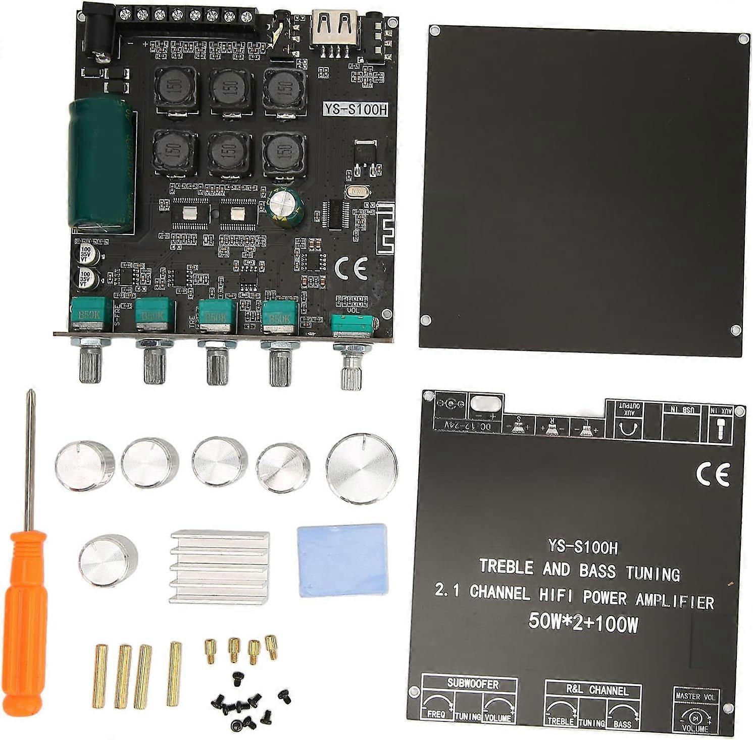 Digital Bluetooth Power Amplifier Module Board 2.1 Channel Stereo Bluetooth 5.1 Sound Power Amplifier Module with Subwoofer DC1224V
