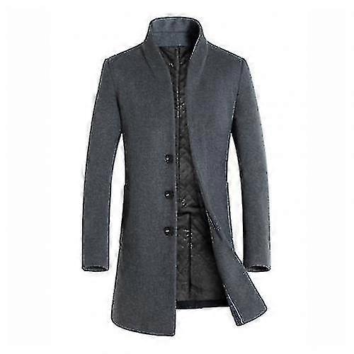 Winter Warm Solid Color Wool Trench Blends Slim Long Coat