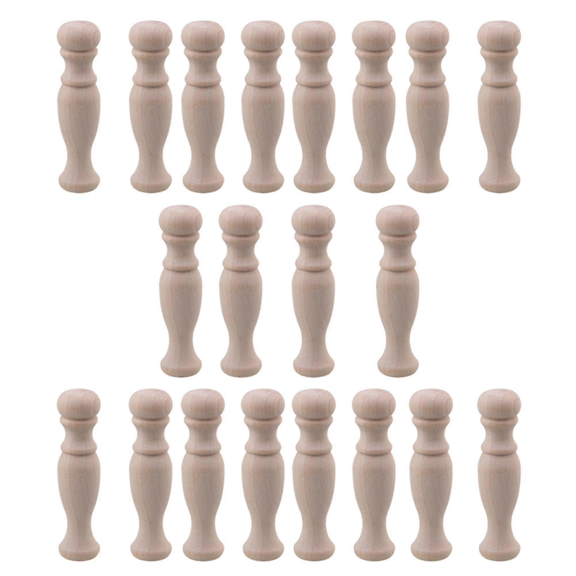 20pcs Decorative Wood Spindles Unfinished Wood Craft Spindles 72x18mm