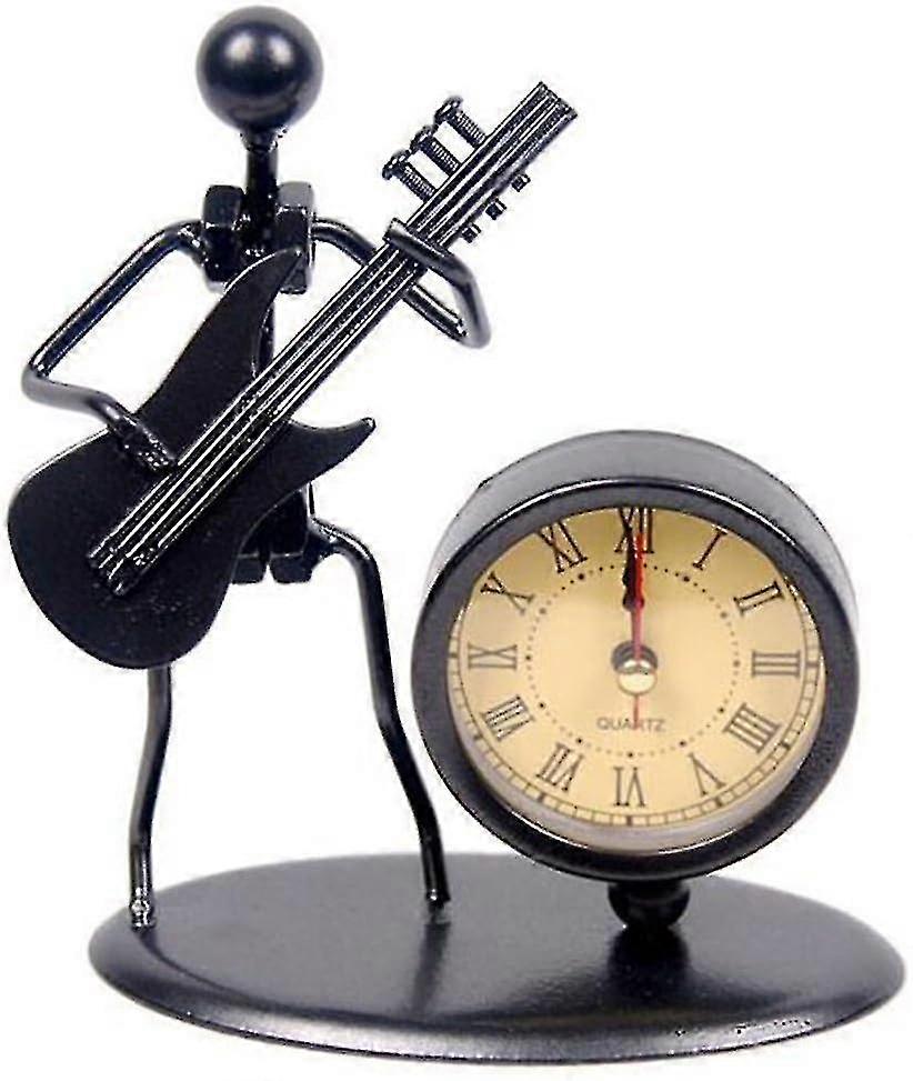 الإبداعية الحديثة خمر الحديد الأسود الكوارتز ساعة لرف الكتب، مكتب أو مكتب الديكور (c68 الغيتار الكهربائي)