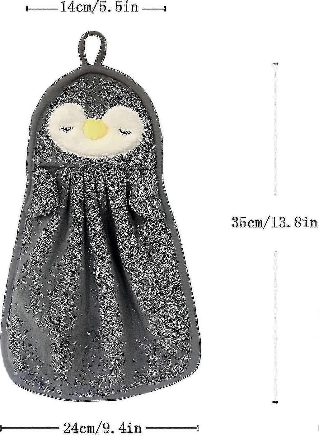 Cute Animal Hand Towels - Set of 3 with Hanging Loop for Kitchen and Bathroom