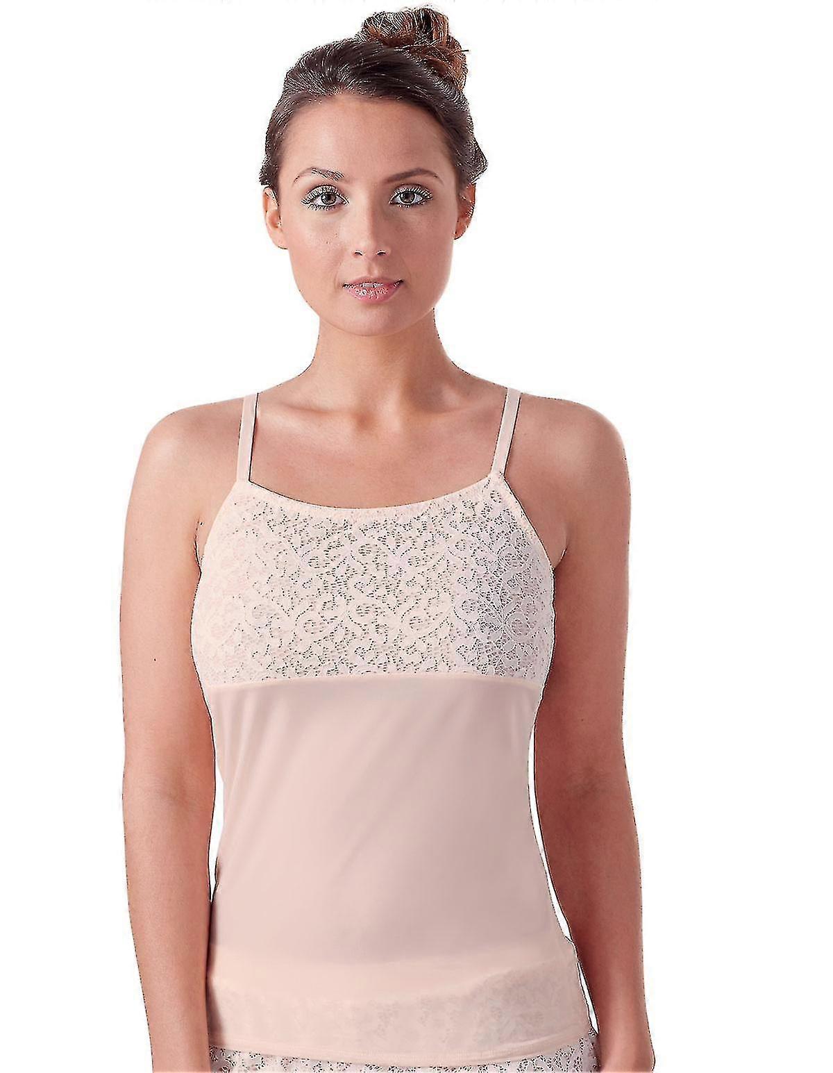 67110-181-004 Women'S Skin Solid Colour Lace Spaghetti Vest Top