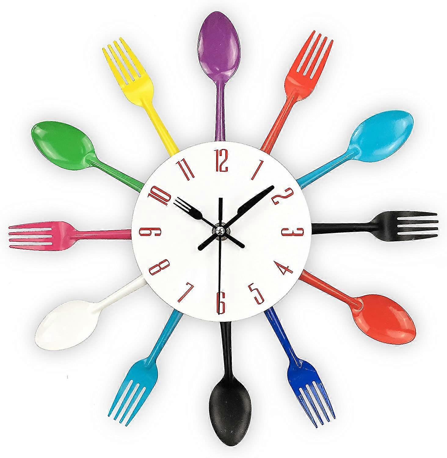 Kitchen Wall Clock, 3d Removable Modern Creative Cutlery Kitchen