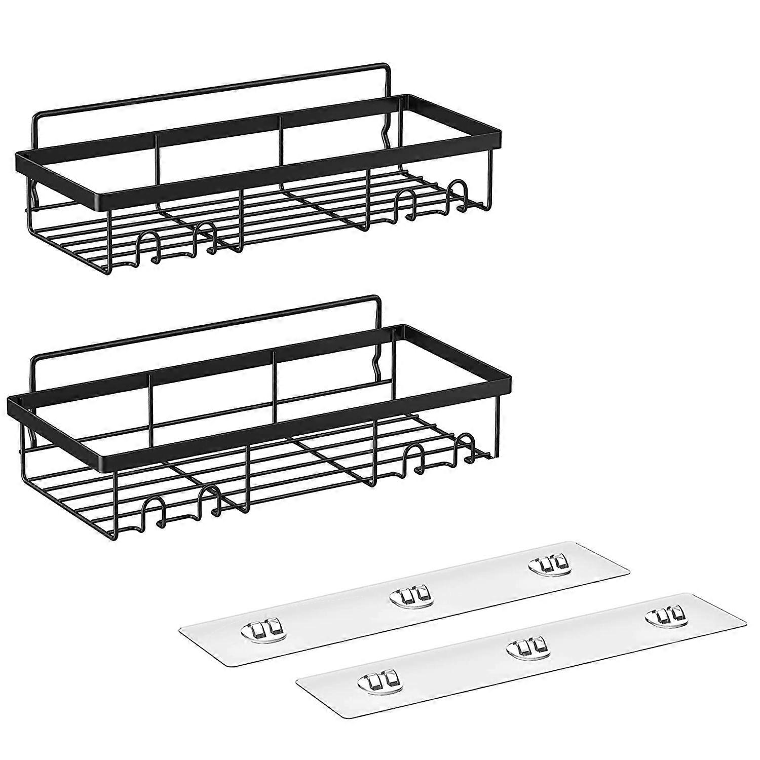 Shower Shelf Organizer Rack(2Pack), Bathroom Accessories Basket Shelves with Hooks, Wall Mount Show