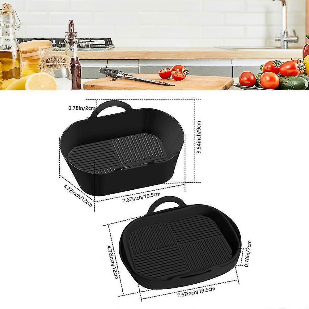2pcs Air Fryer Silicone Liners Rectangular Bowl High And Low Temperature Resistant And Food-safe Mat For Air Fryer Steamer
