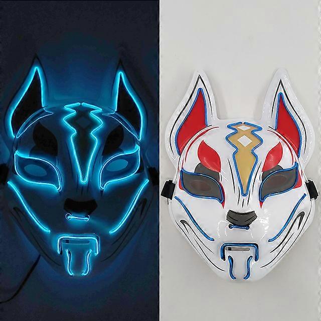 輝く鬼滅の刃のマスクコスプレ日本の漫画ネオンライト侍マスカラ明るいLEDフォックスマスクハロウィーンのクリスマス