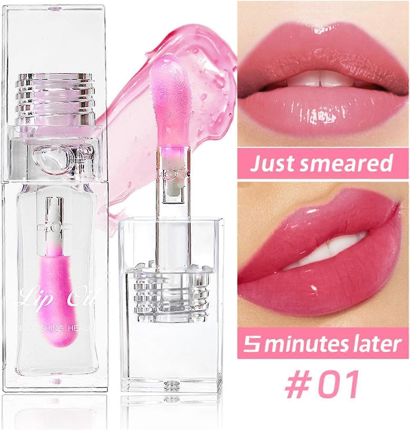 Color Changing Lip Oil,Magic Color Changing Lip Oil V2,Warm Change Moisturizing,Long Lasting Nourishing Lip Glow Oil Non-sticky Primer Lip Tint