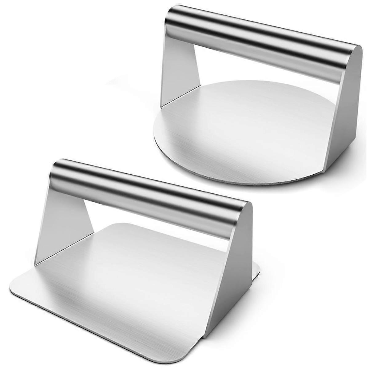 2Pcs Burger Press,Hamburger Press,5.5Inch Round & Square Smash Burger Press for Hamburger Smasher T