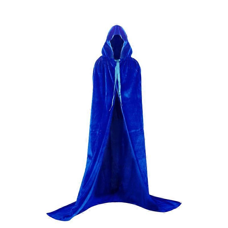 Hooded Cloak Long Velvet Unisex Adult Fancy Dress Costume Halloween,Blue