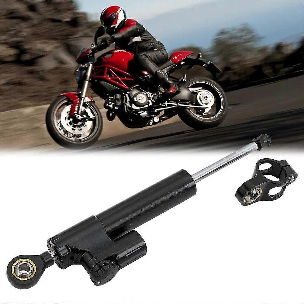 CNC Aluminum Universal Motorcycle Adjustable Steering Damper Stabilizer Black
