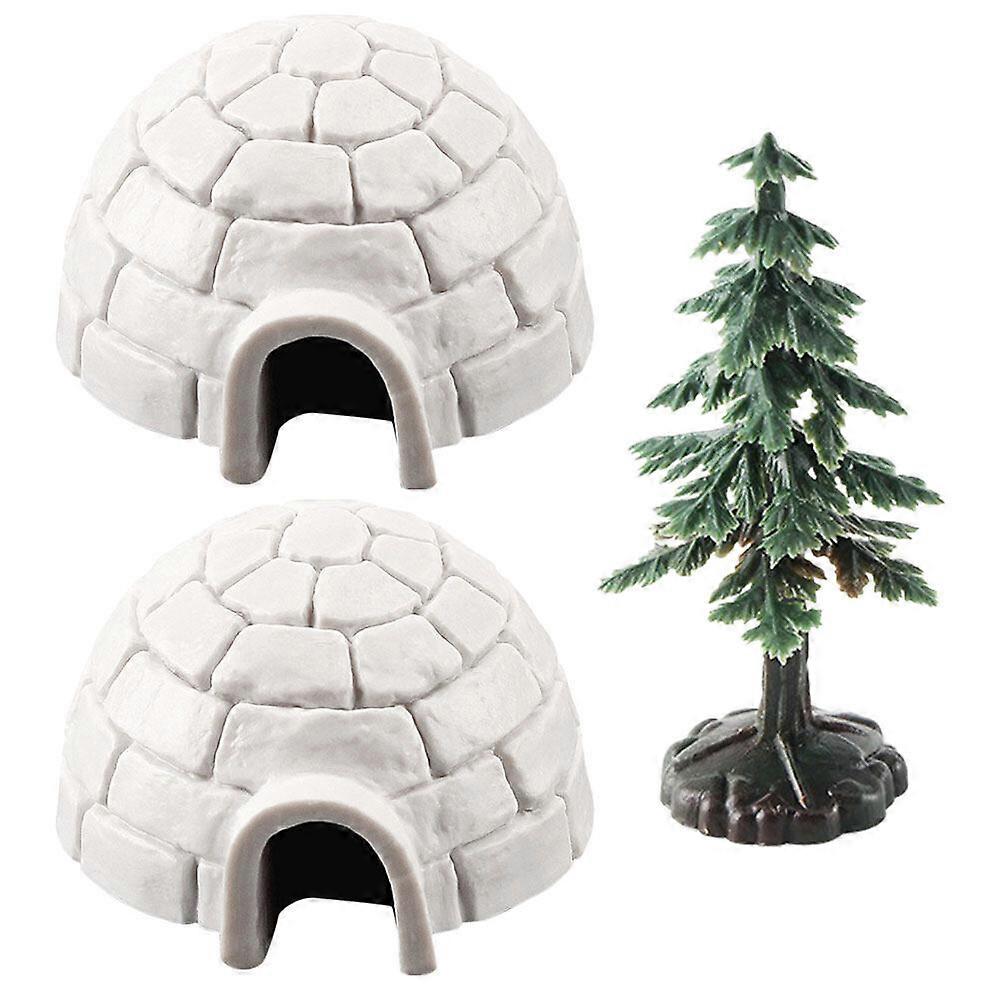 1 Set Artificial Polars Ice House Figurine Realistic Ice House Decor Mini Christmas Tree