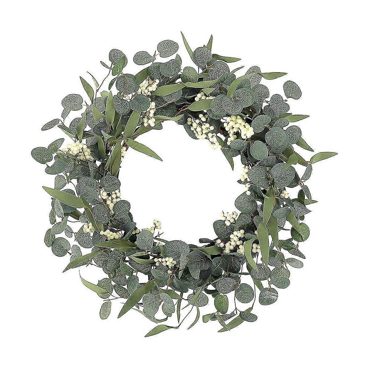 Artificial Eucalyptus Wreath Rustic Farmhouse Decorative Wreath For Celebration