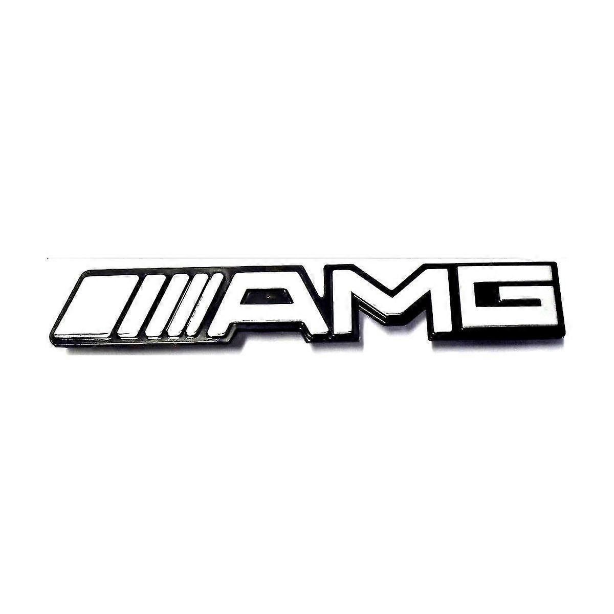 Ασημένιο χρώμιο amg mercedes benz έμβλημα διακριτικών σχαρών με το μαύρο υπόβαθρο (195mm x 15mm)