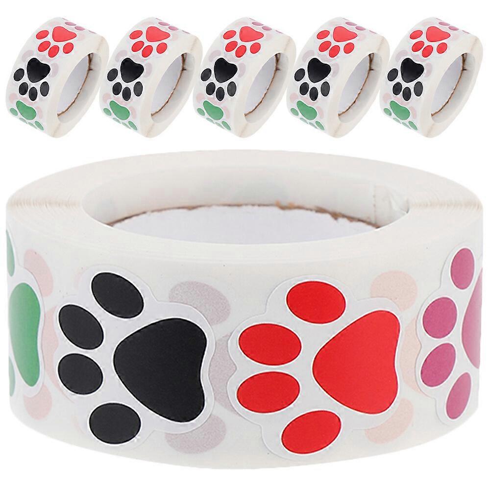 6 Rolls of Dog Paw Print Sticker Dog Paw Print Decals Animal Paw Print Self-adhesive