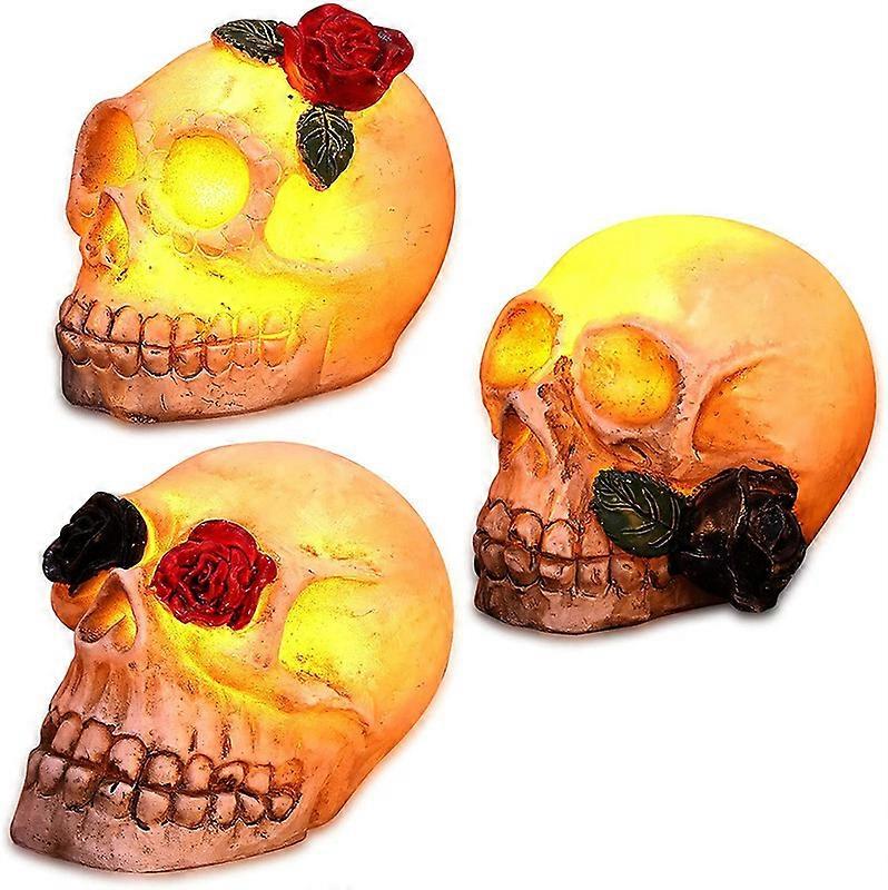 Halloween Skull Decoration Flowers Rose Glowing Skull Shape Decoration Desktop for Halloween