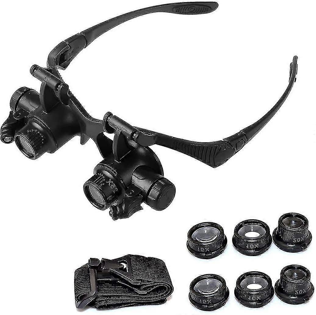 المكبر، 10x 15x 20x 25x عدسة مكبرة مع ضوء Led، المكبر المثبت على الرأس المضيئة، اليد