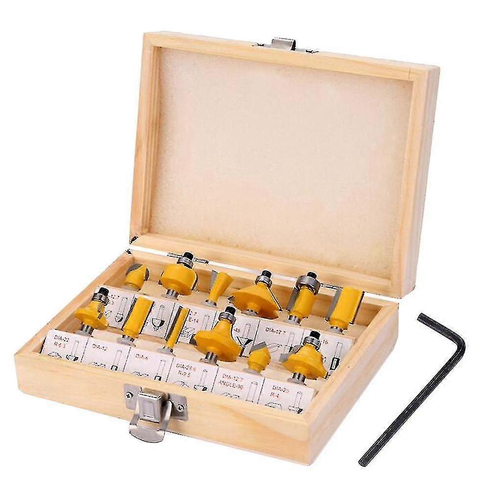 1/4" Shank 12pcs/set Reversible Finger Joint Set Woodworking Cutter Tool