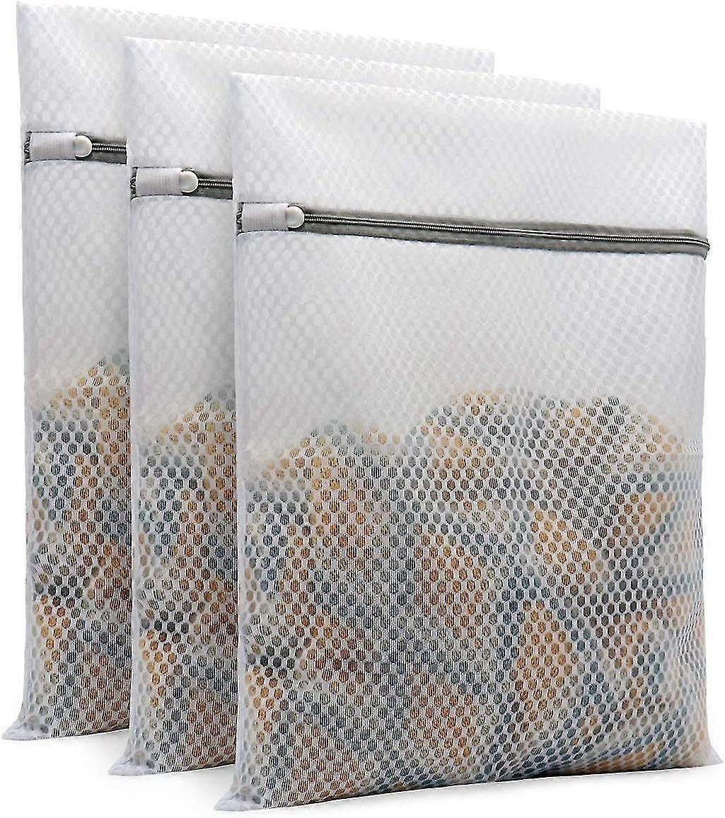 3pcs Durable Honeycomb Mesh Laundry Bags For Delicates