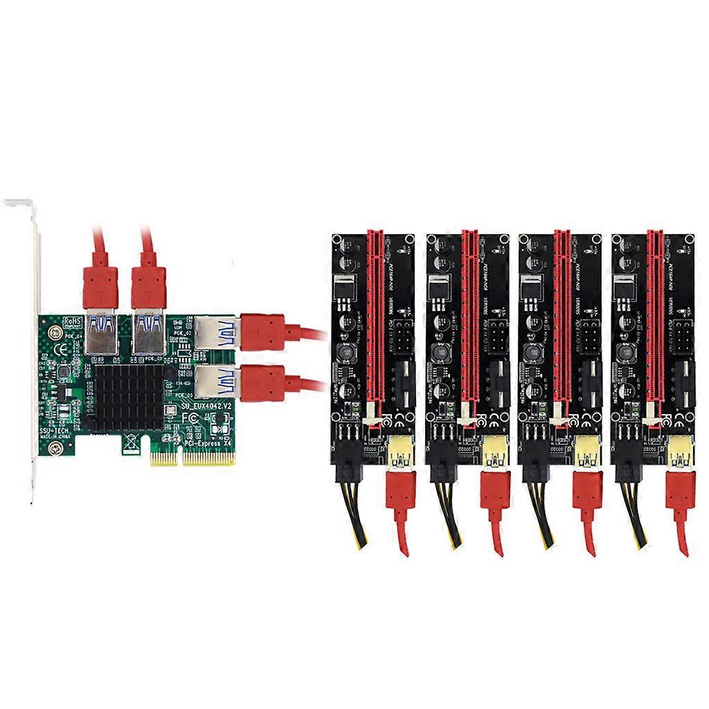PCI-E 1 to 4 PCI-Express Riser Card USB 3.0 Adapter 1x to 16x Multiplier Card